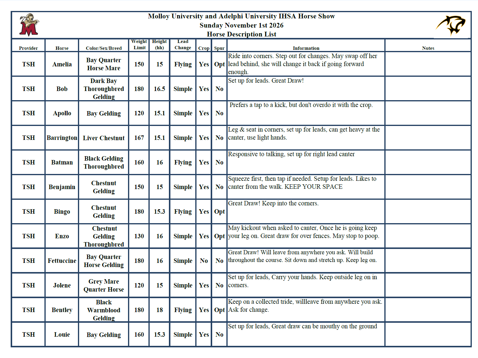 Horse Description list Image-1